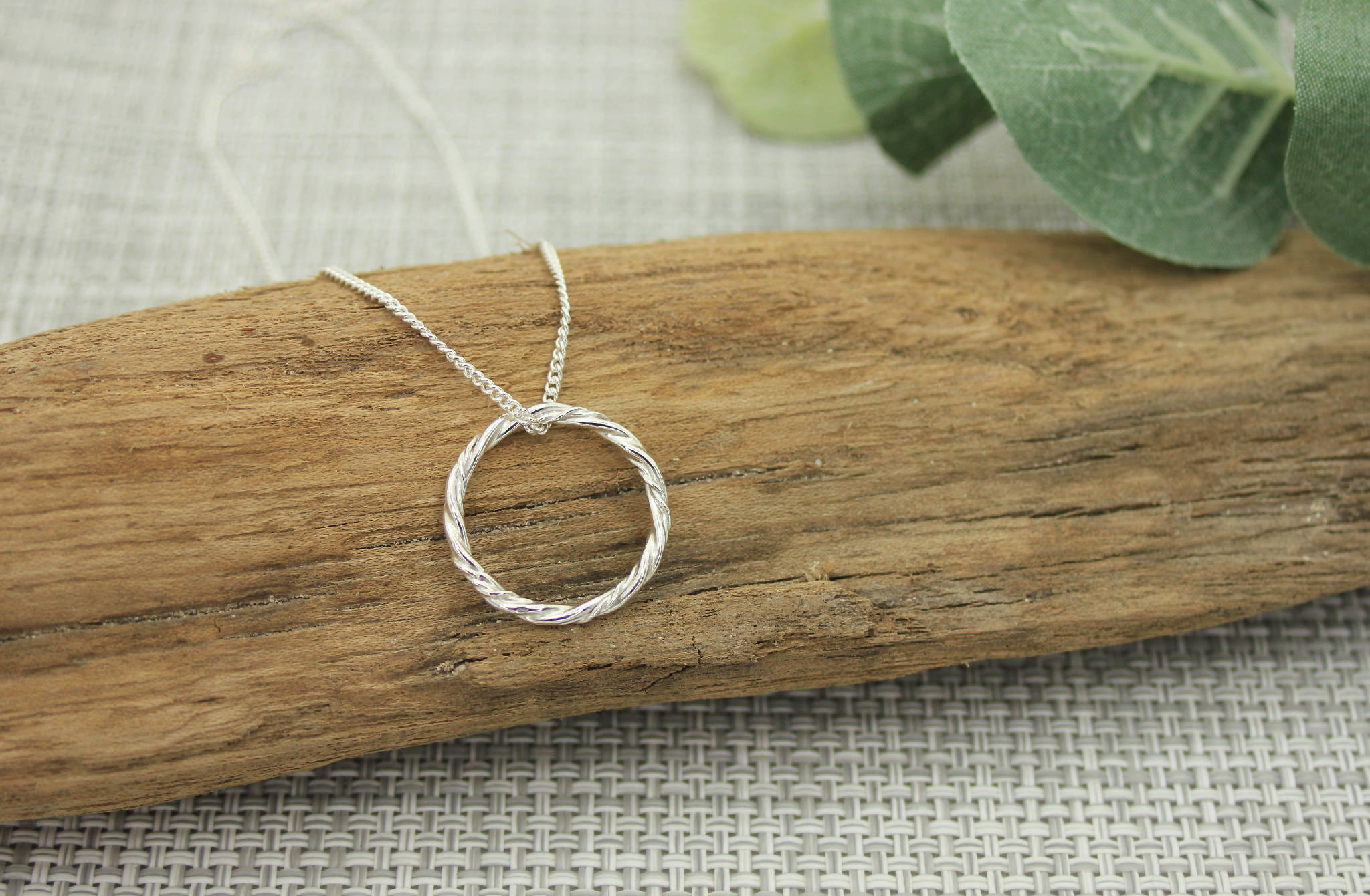 Handmade Recycled Sterling Silver Entwined Circle Pendant