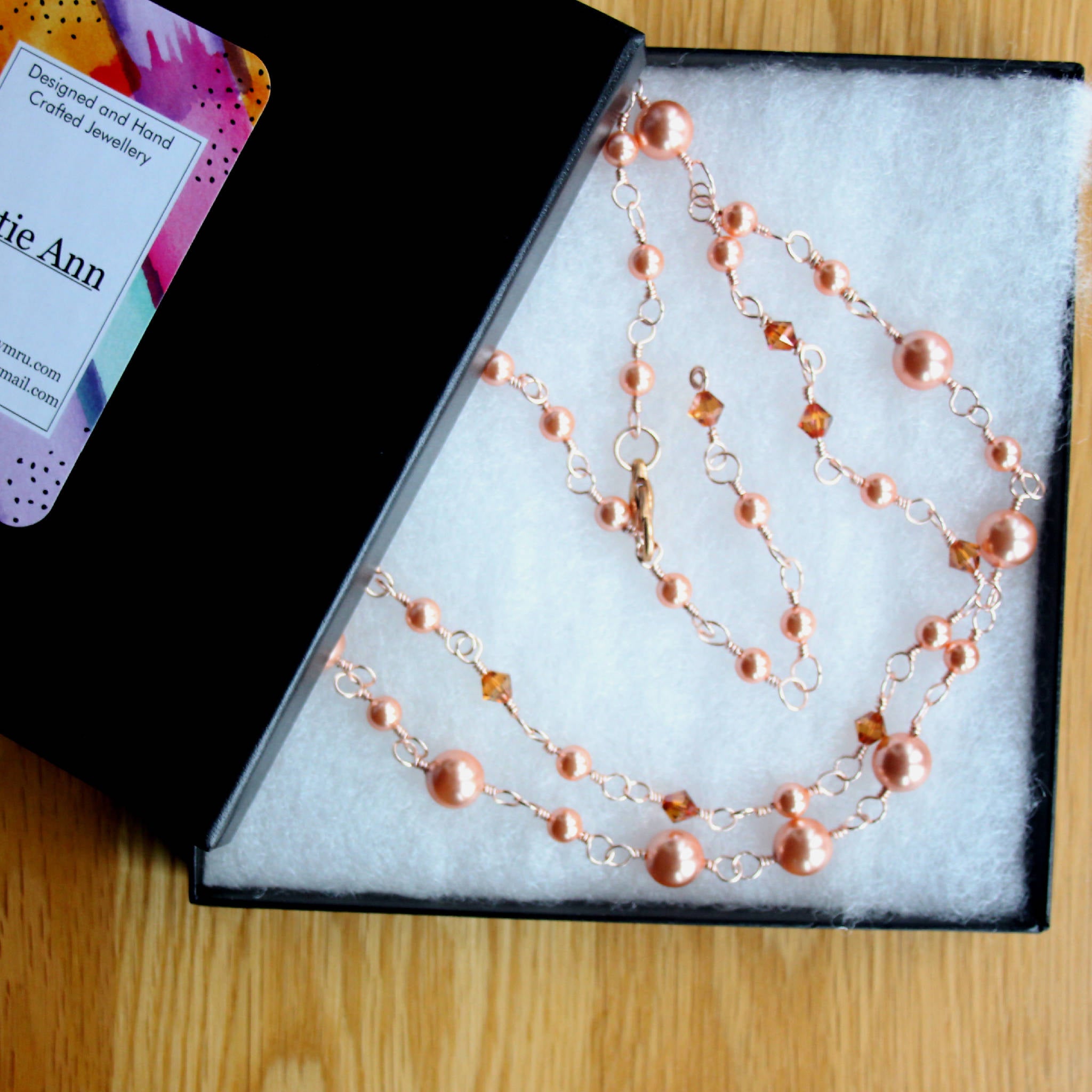 Swarovski Pearl & Crystal Necklace in Rose Gold (123)