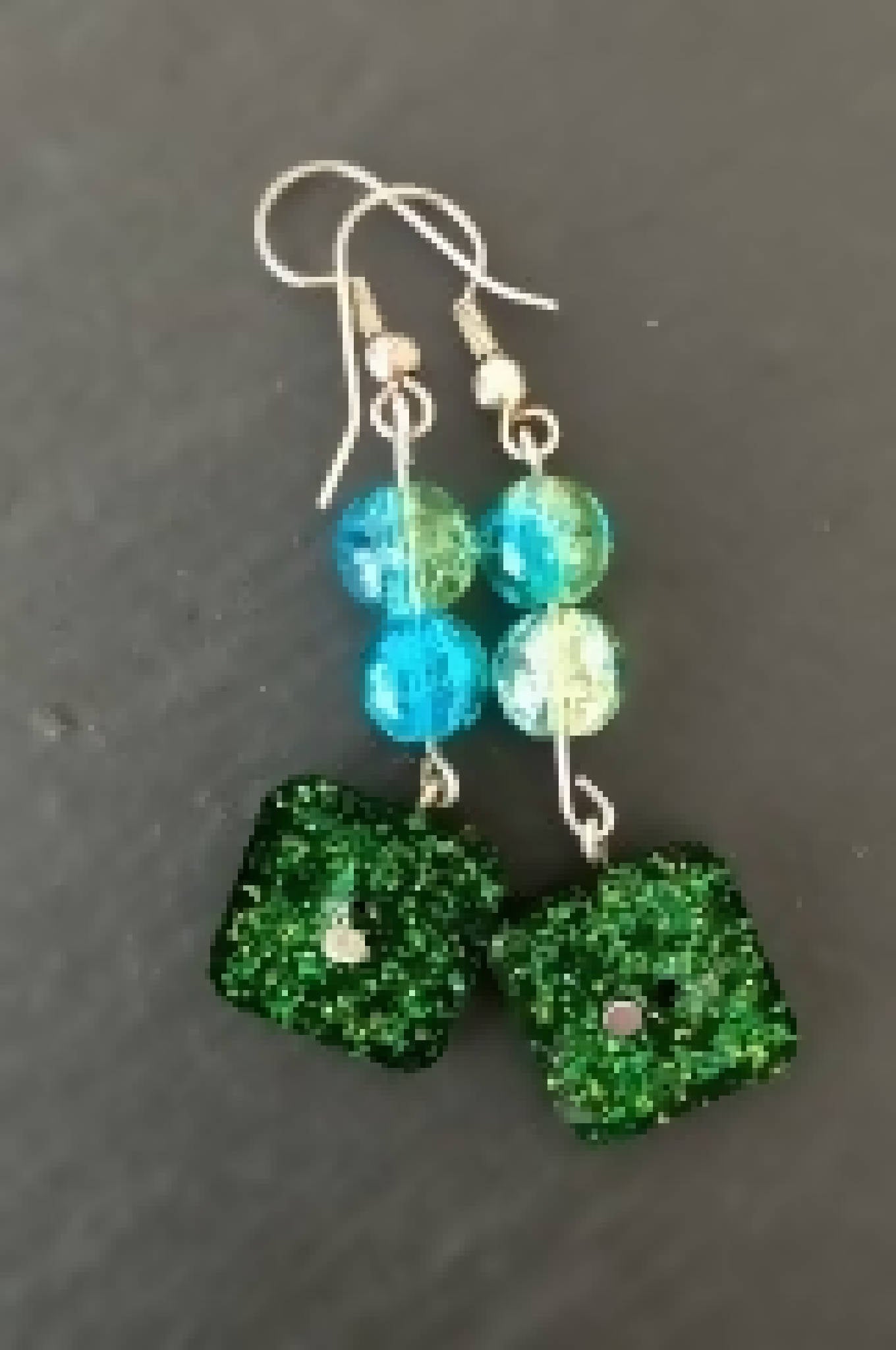 Green and Blue Glitter Earrings