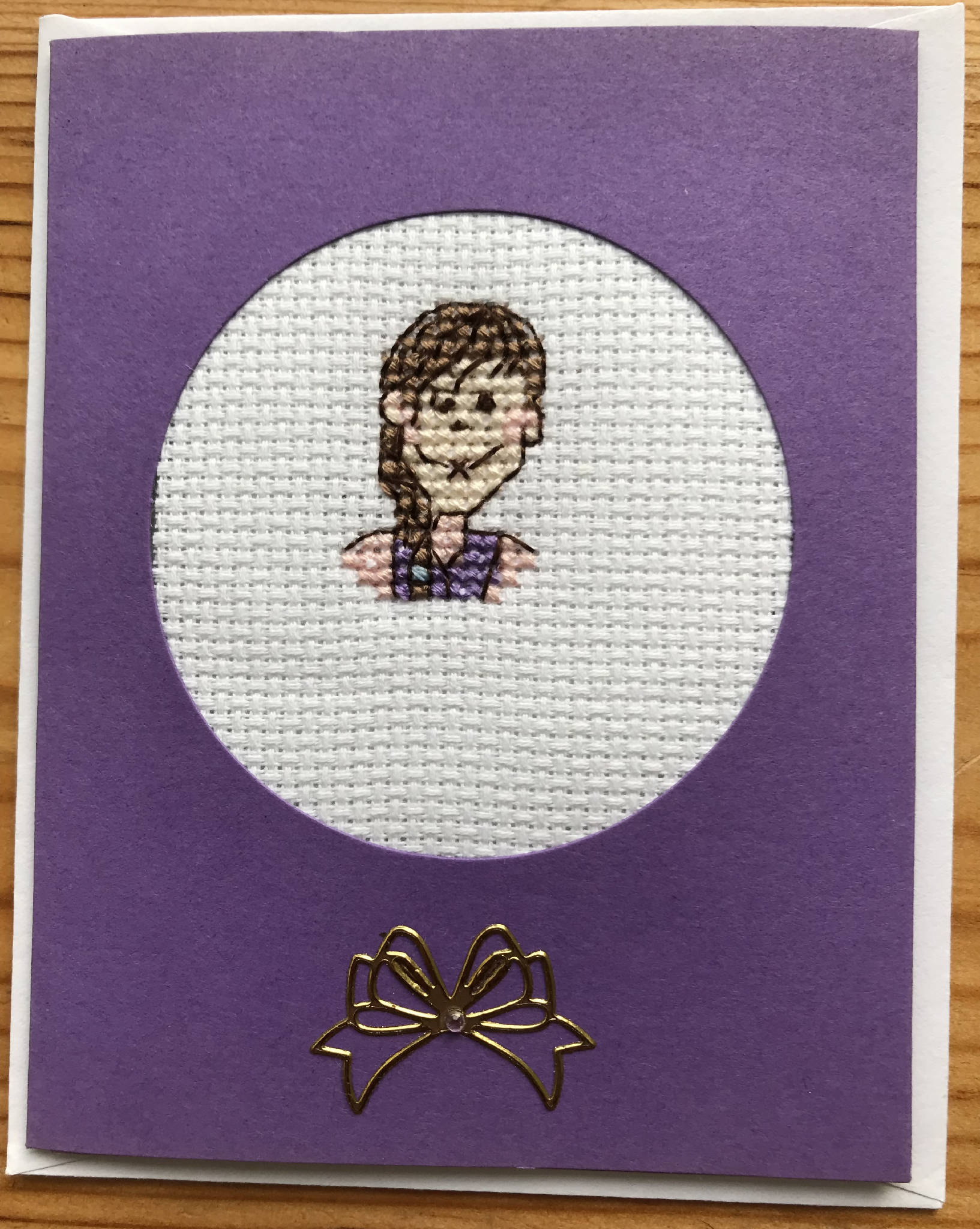 Cross Stitch Card - Lady with long hair