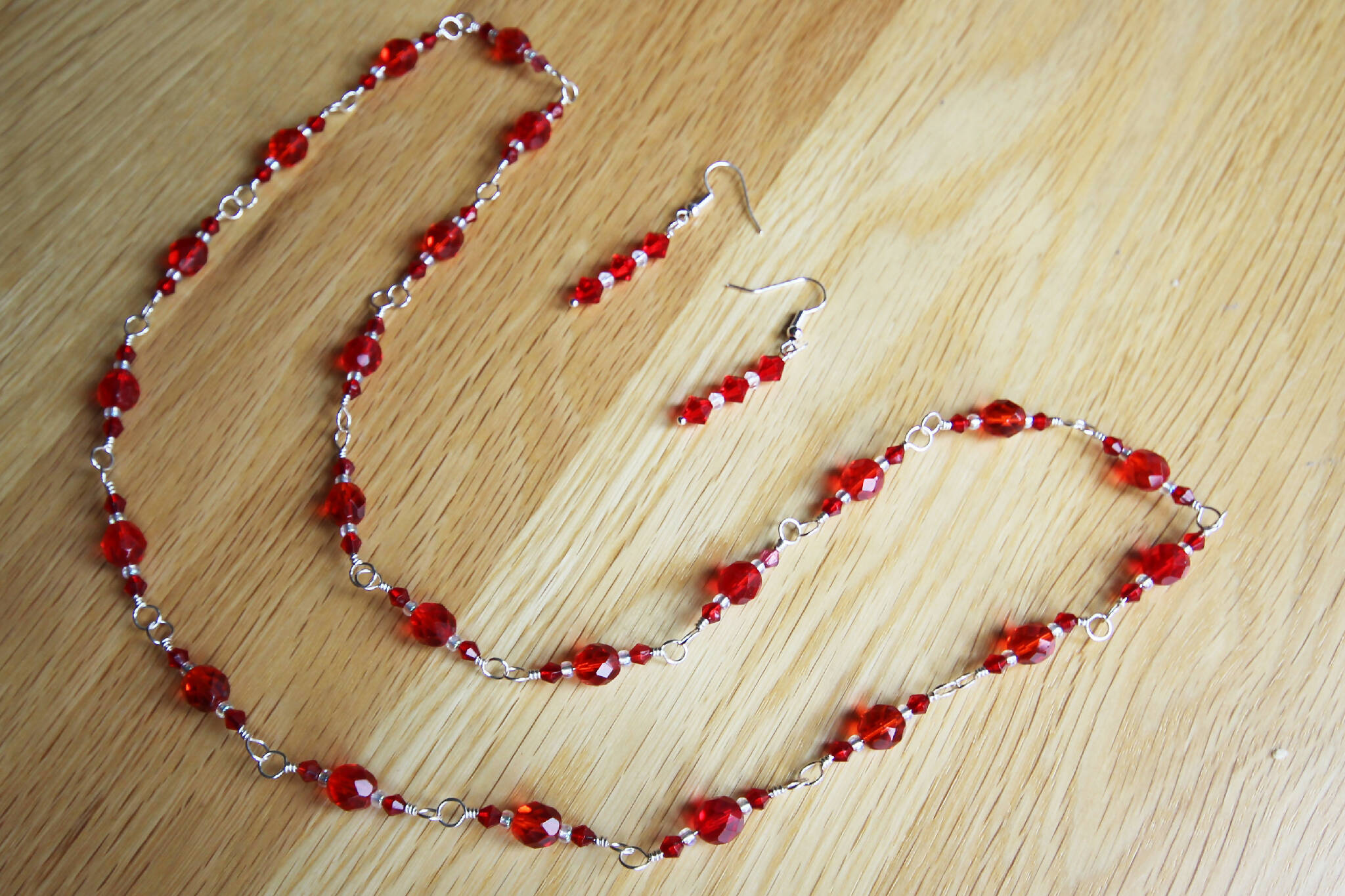 Red Crystal chain Necklace & Earrings 505