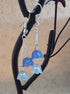 Two tone blue tulip and chain earrings
