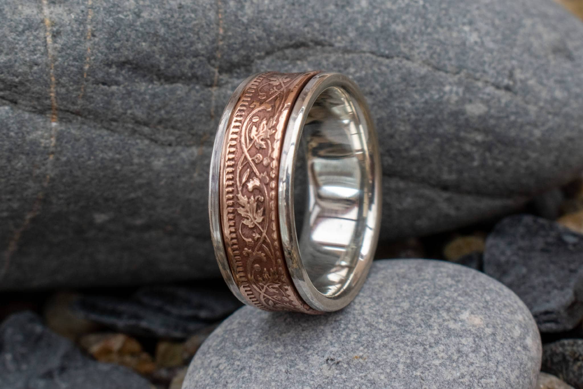 92.5% Silver Ring with British India Quarter Anna Copper Coin Ring Made to Order