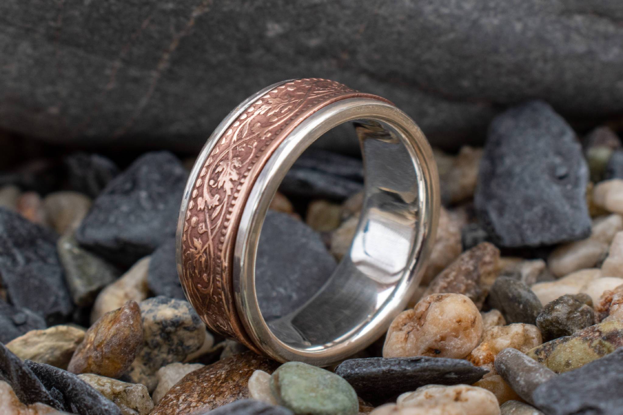 92.5% Silver Ring with British India Quarter Anna Copper Coin Ring Made to Order