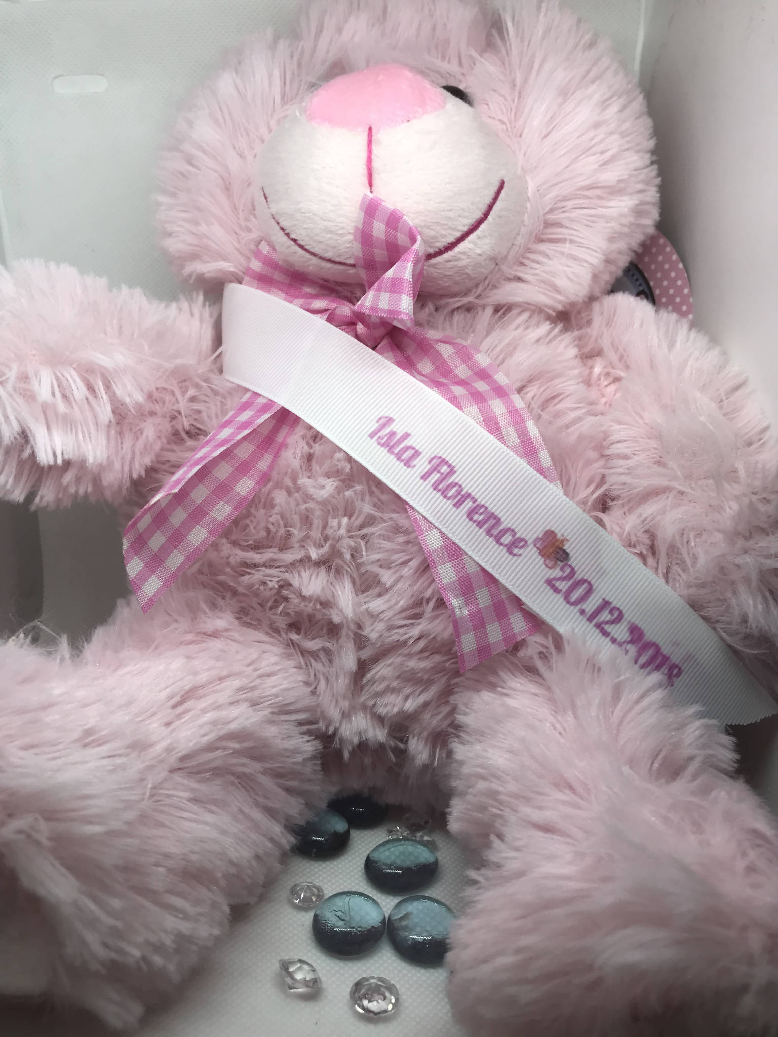 Lovely soft and cuddly bear with personalised sash