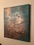 DELUXE PATINA - Pair of heavily textured copper patina canvases (97x56x4cm)
