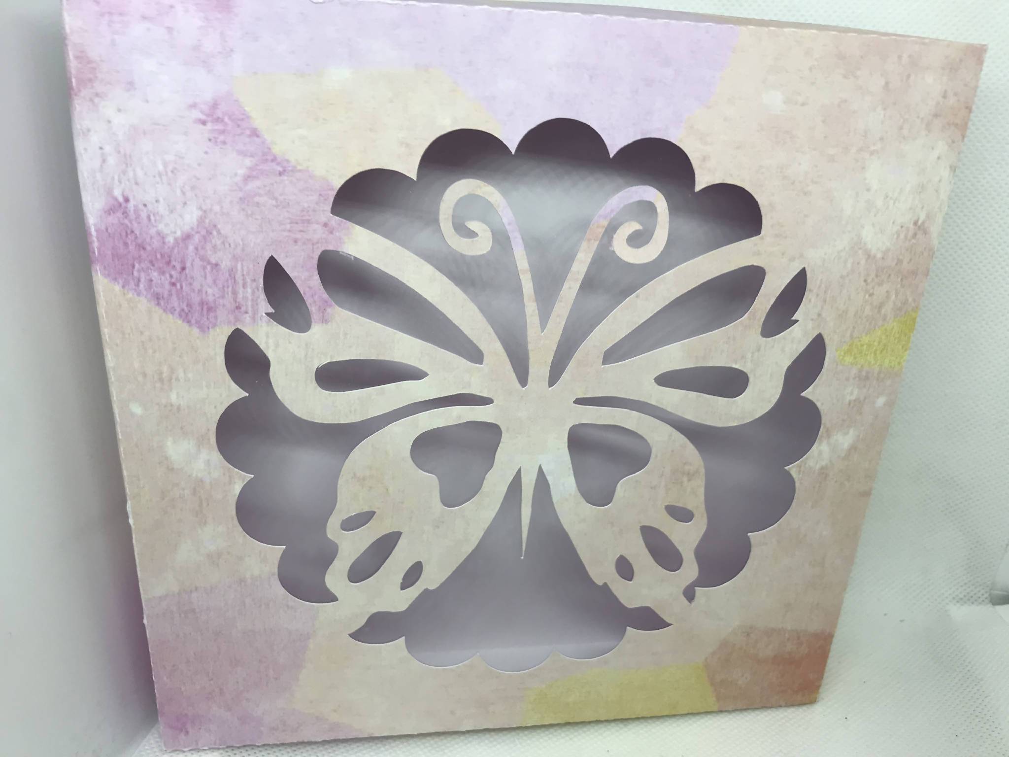 Beautiful Butterfly Wishes 3D rocker card & box handmade
