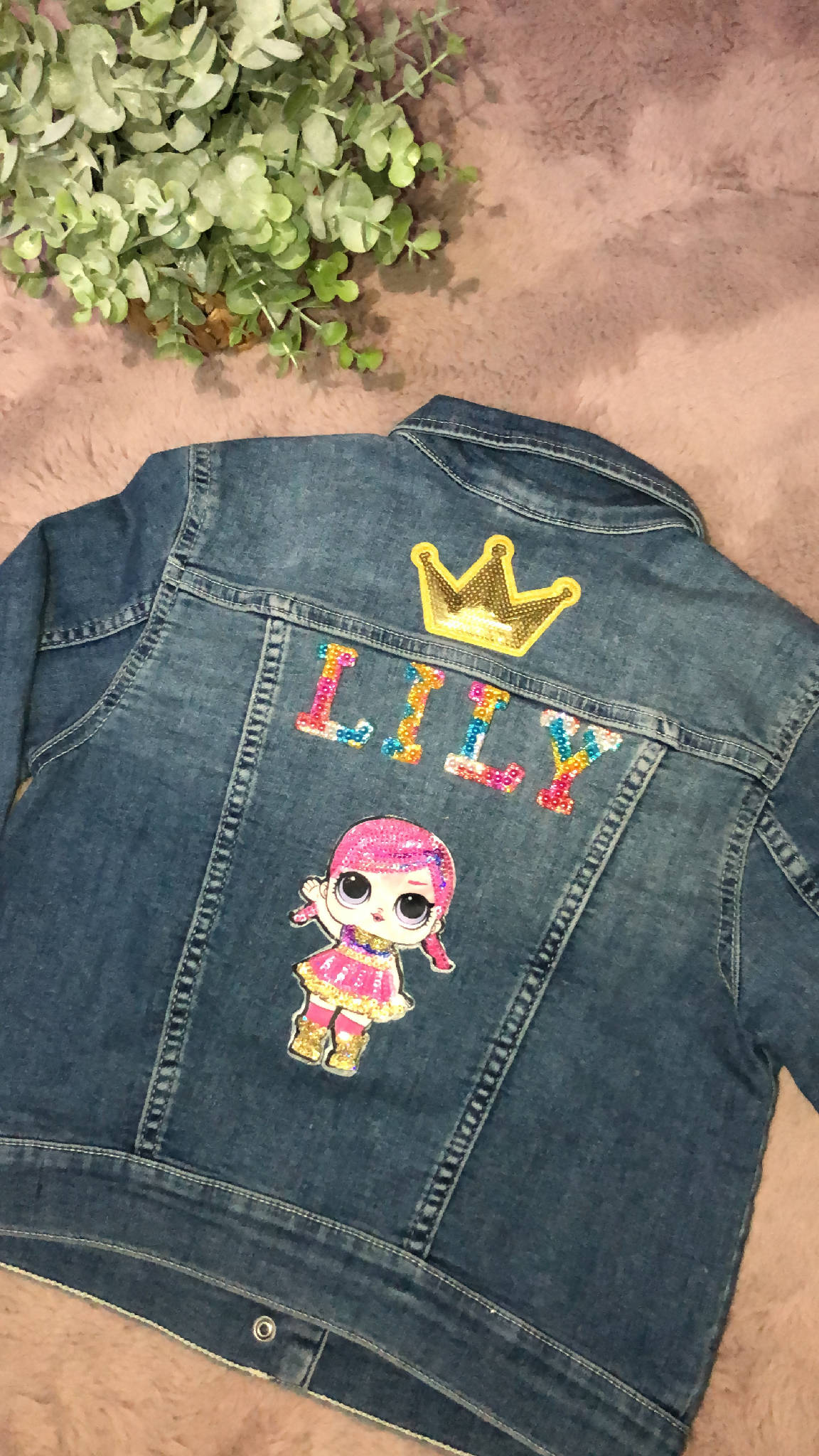 Children’s LOL inspired personalised denim jacket
