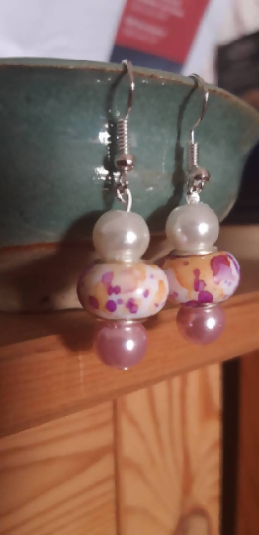 Pink floral earrings
