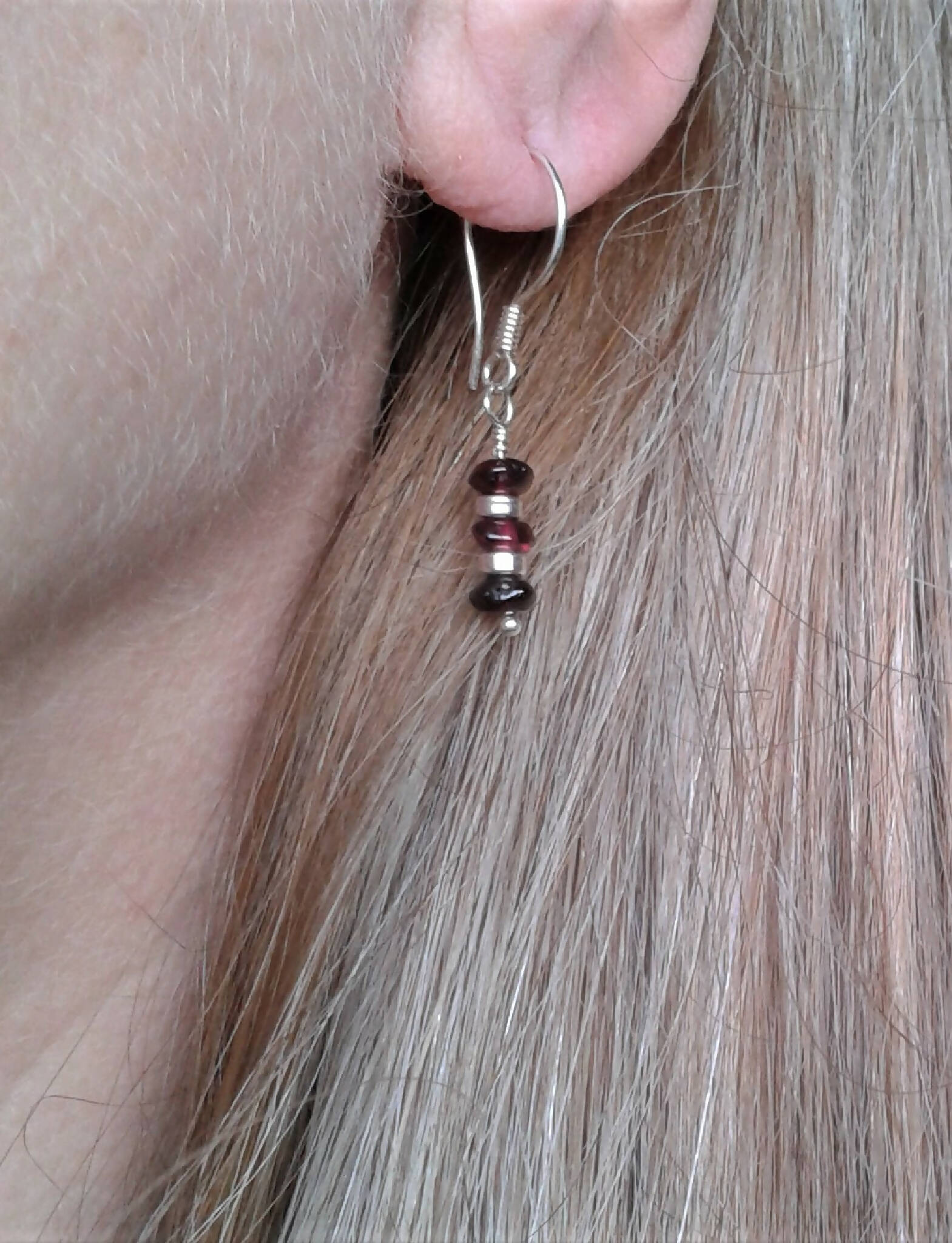 Garnet and silver earrings