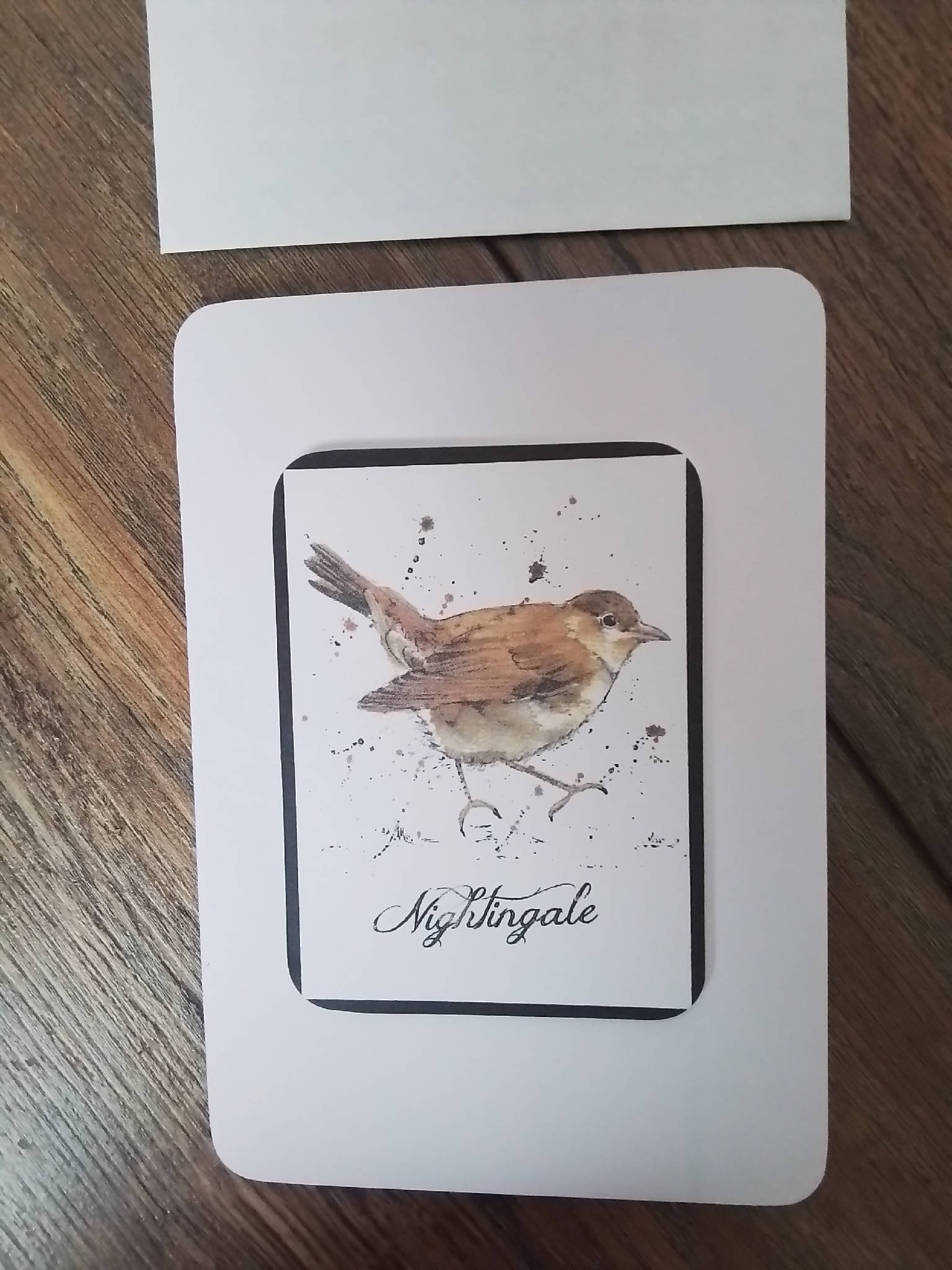 Notelet bird theme, Nightingale