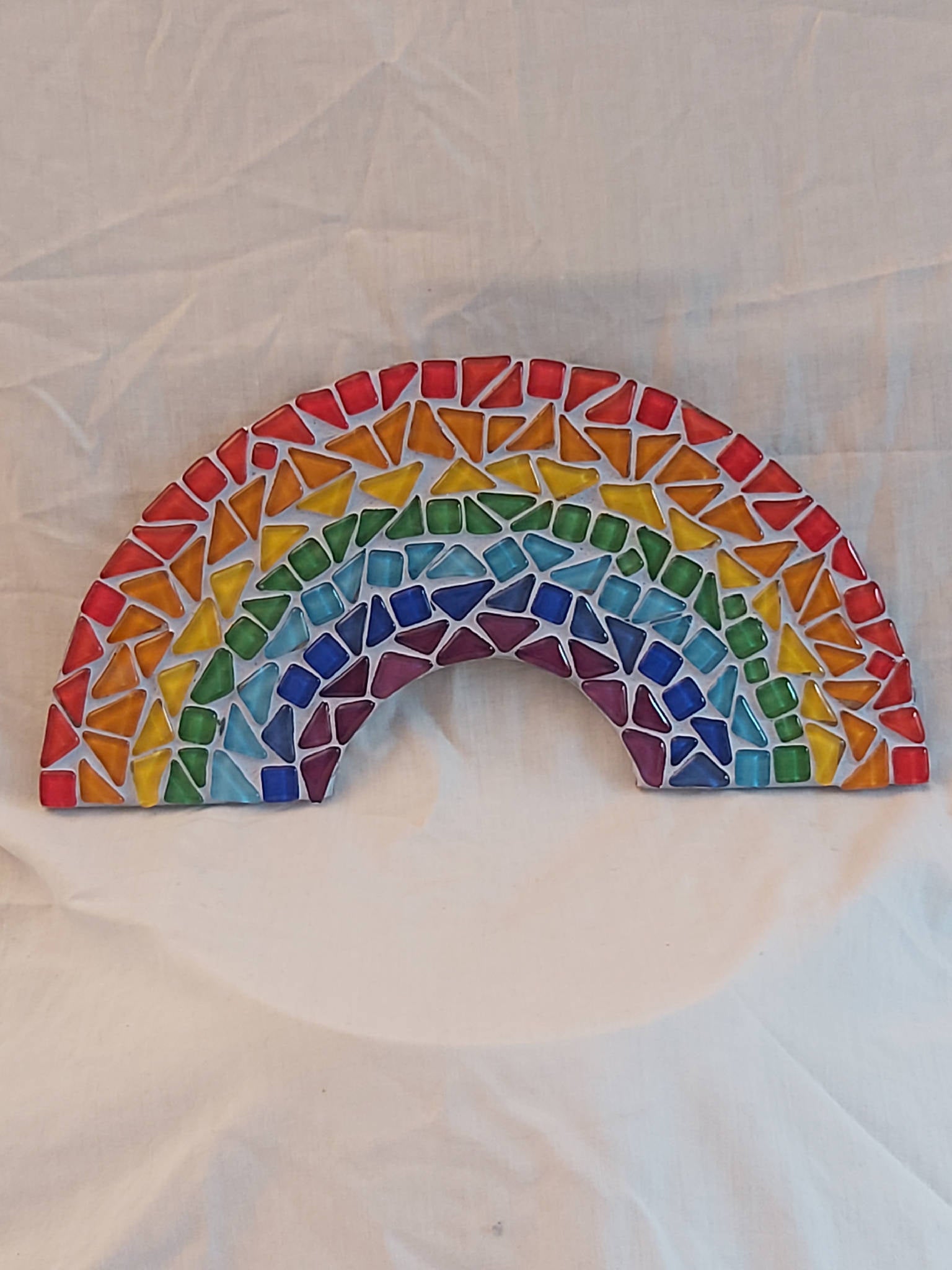 Mosaic tiled rainbow colour glass