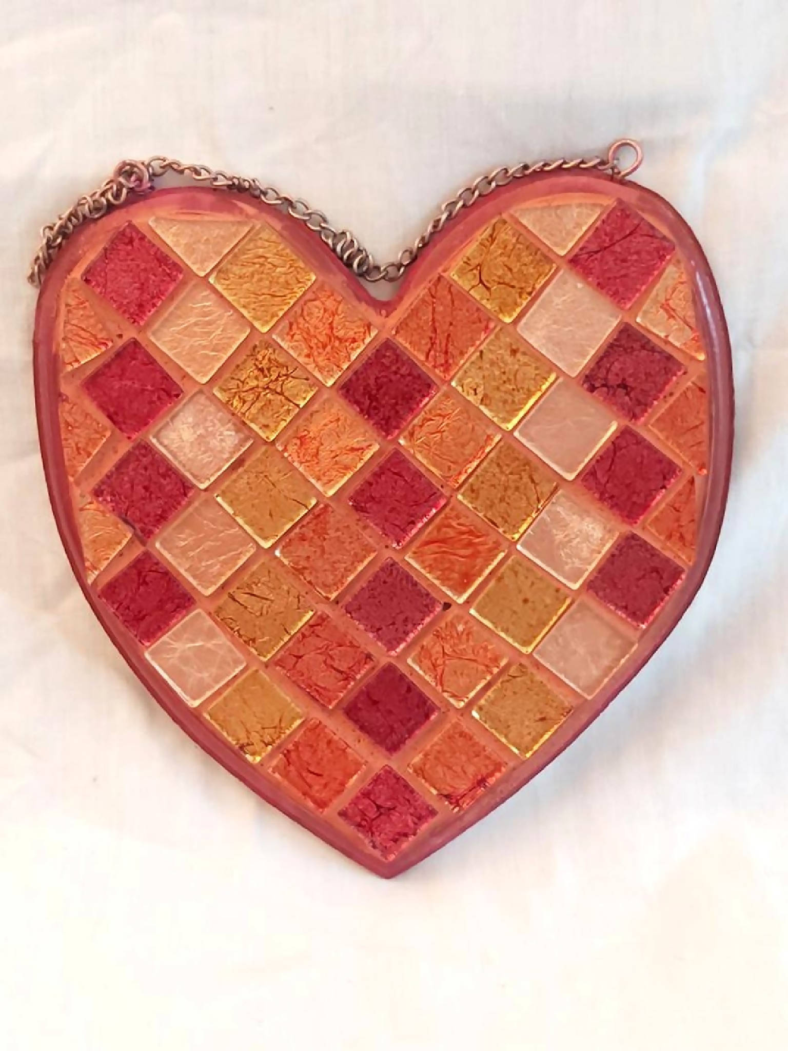 mosaic heart red and gold