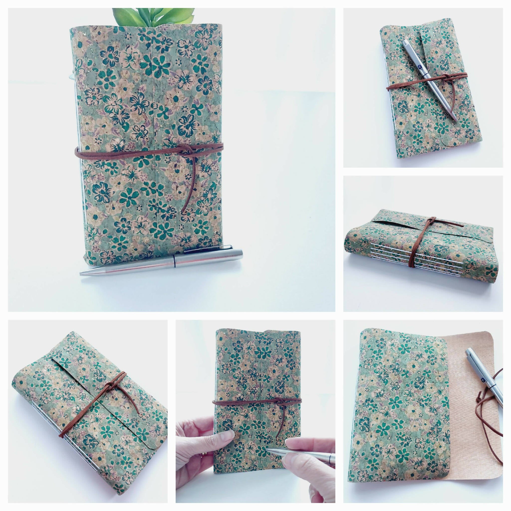 Green Floral Notebook collage