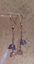 Two tone blue tulip and chain earrings