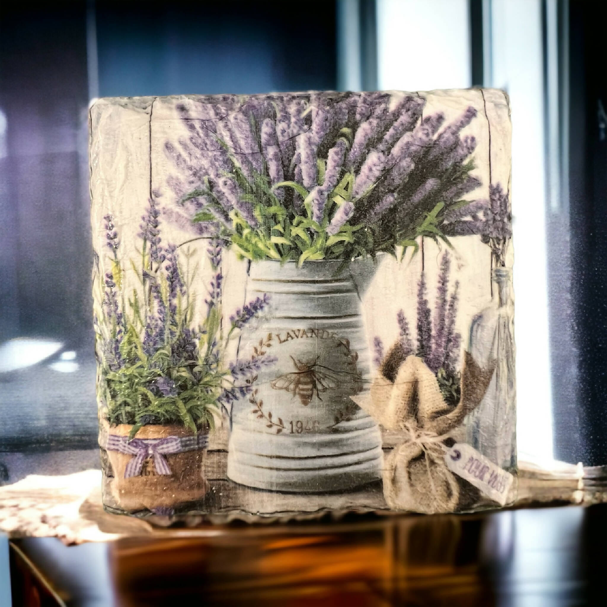 Lavender vase slate coasters, drink coasters, stocking filler,