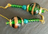 Earrings - Green and Gold Stripe with Pearls