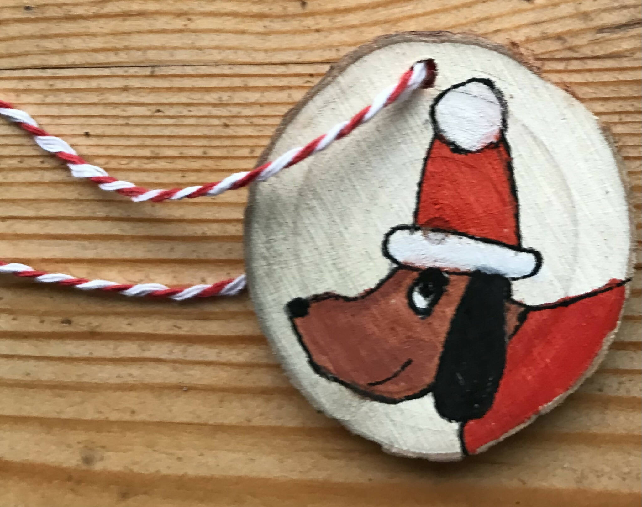 Dachshund Christmas wood cookie decoration