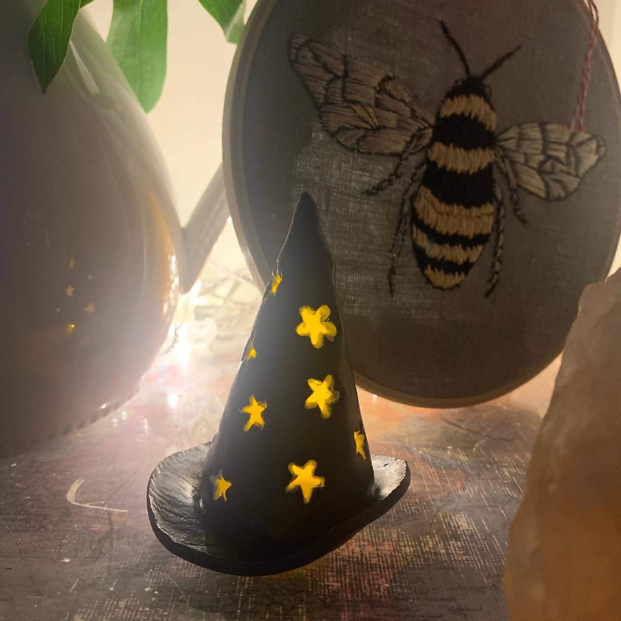 Witches Hat (or Wizards) Battery operated Halloween tealight holder