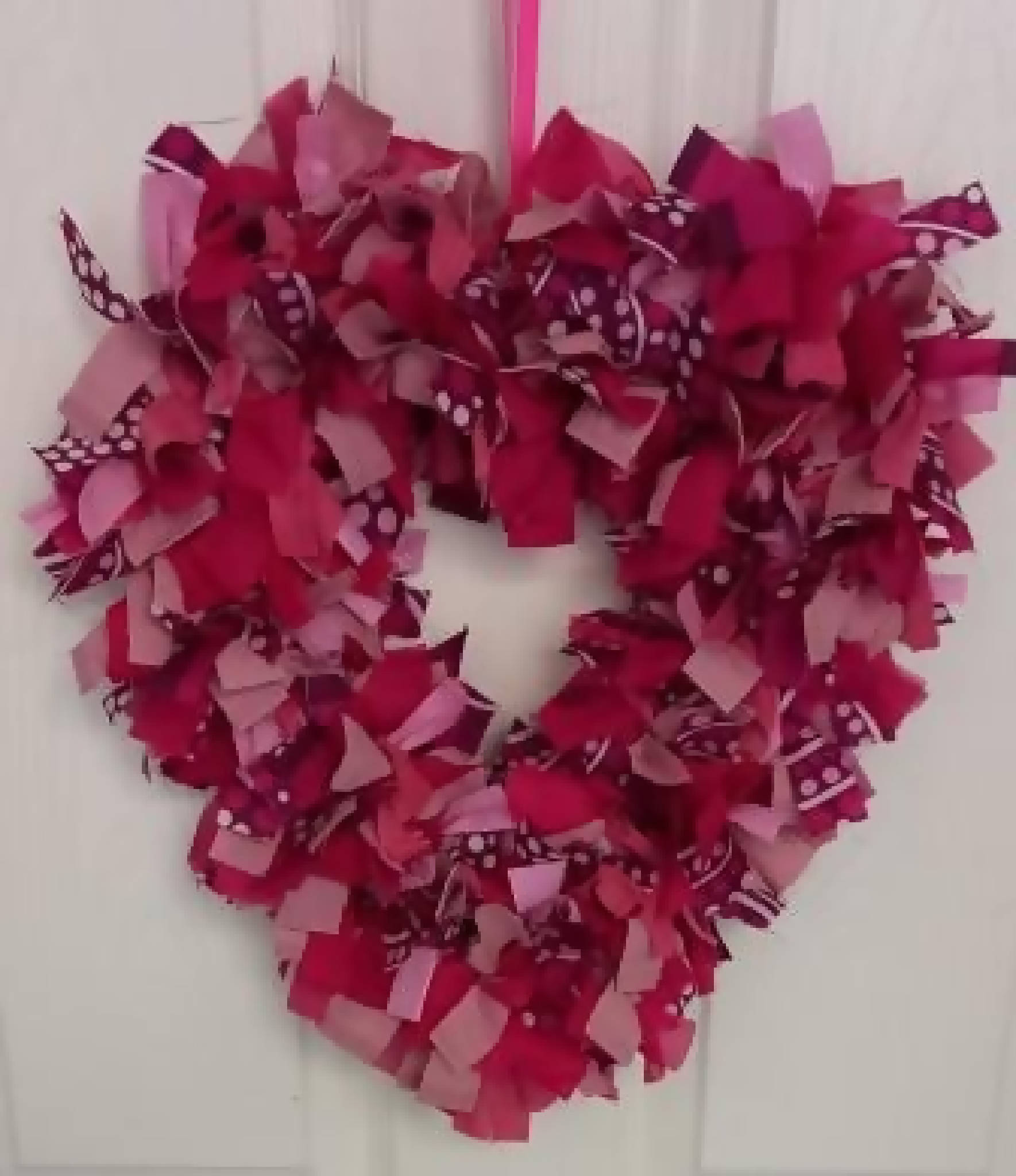 Pink Heart Rag Wreath