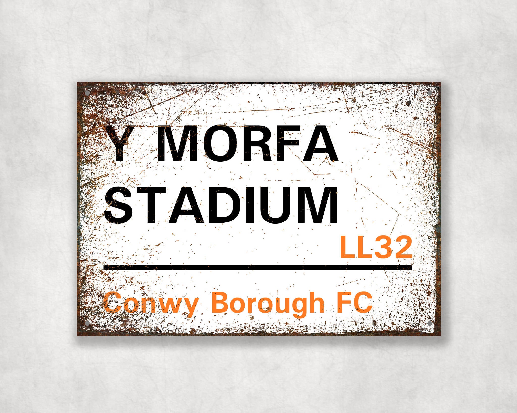 Y Morfa Stadium - Conwy Borough FC aluminium printed metal street sign - gift, keepsake, football gift
