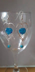 Blue Glass Heart Earrings