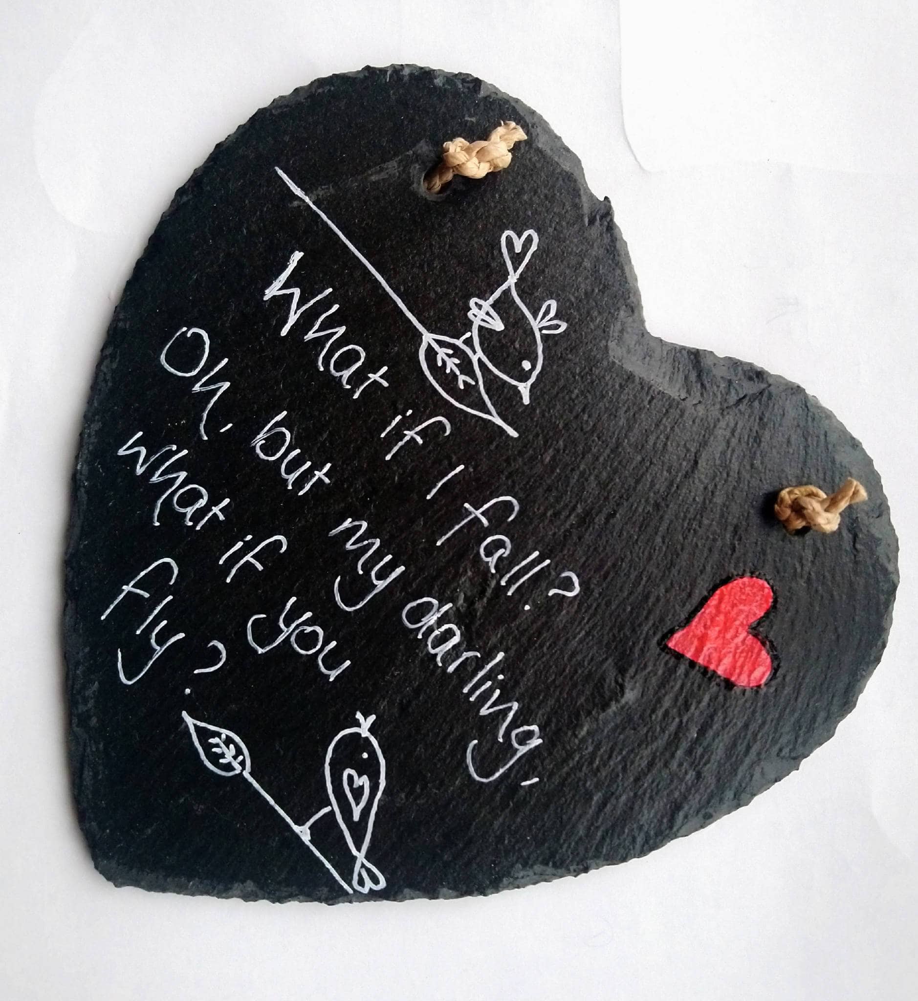 Handpainted 15cm Welsh Slate Heart