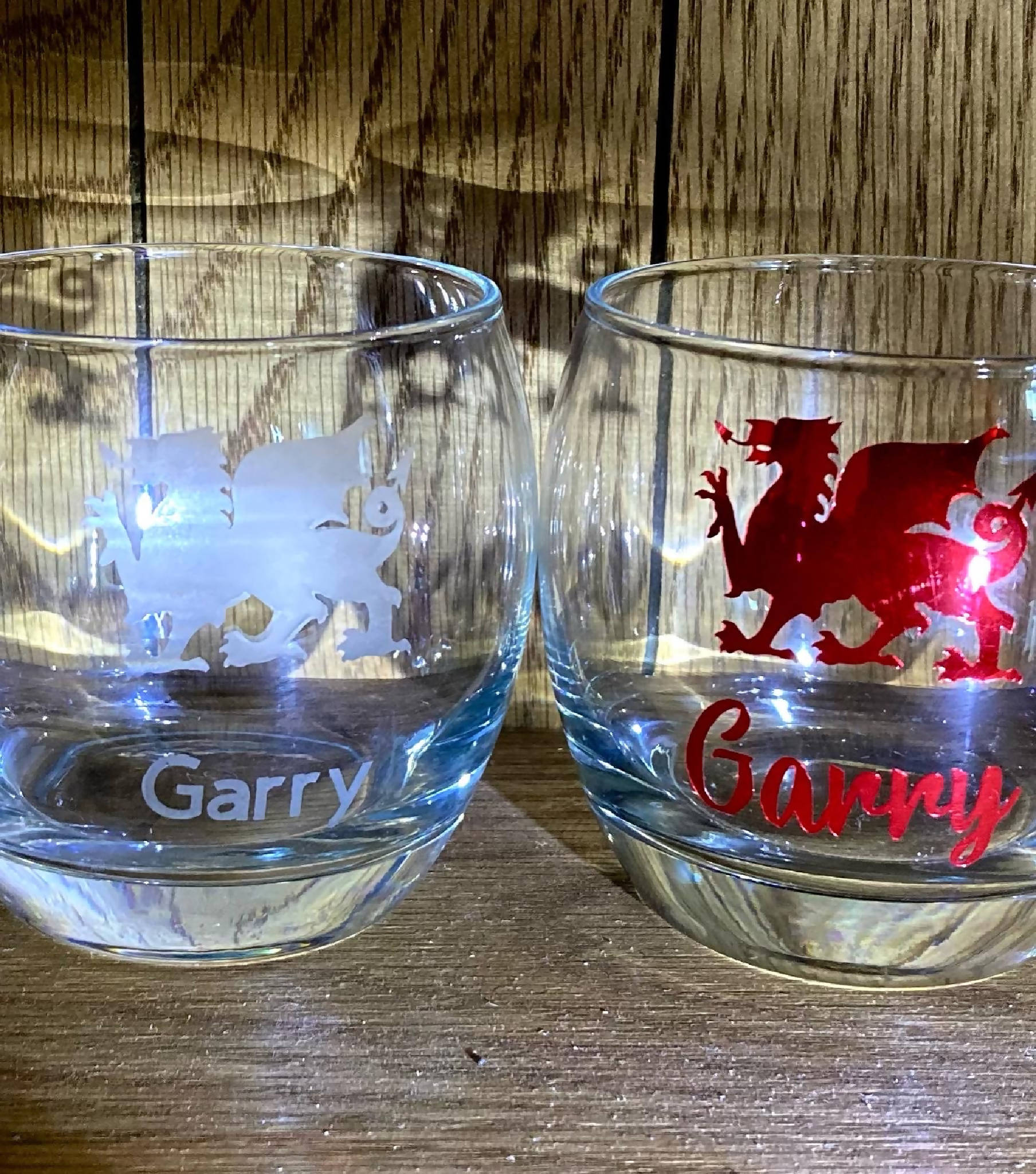 Personalised Welsh Dragon Etched Whisky Tumbler