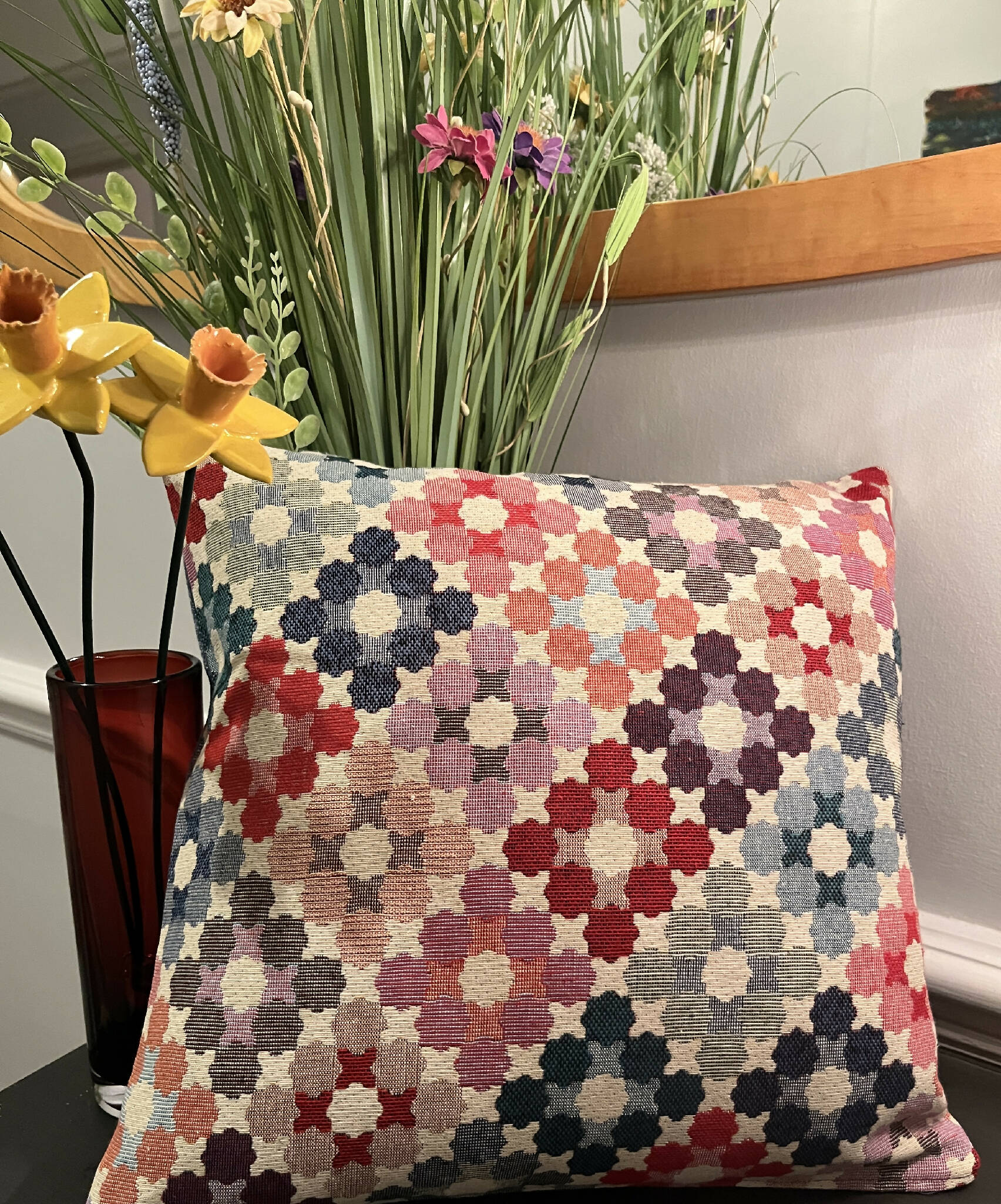 Crochet tapestry style cushion