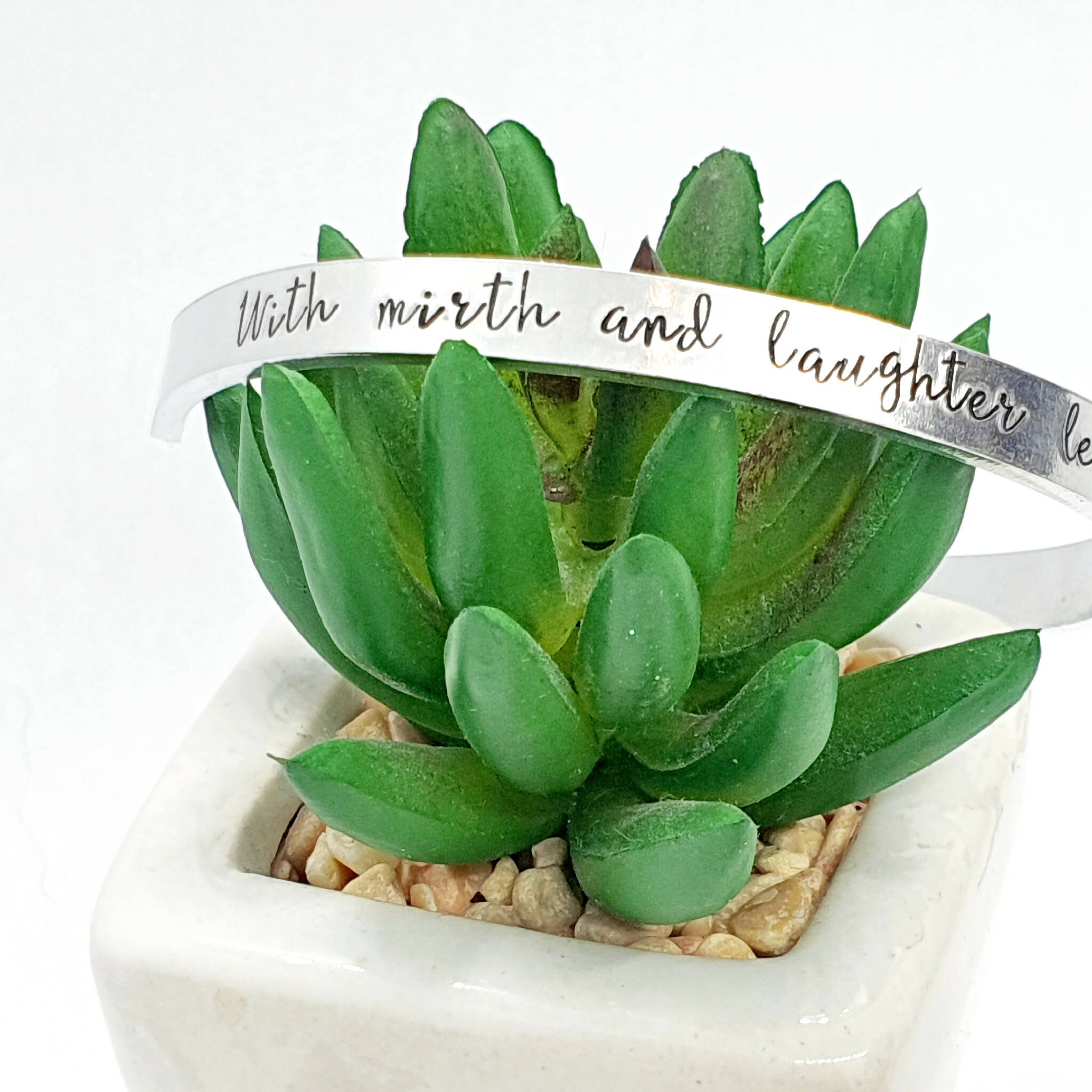 The Merchant of Venice 'With Mirth and Laughter Let Old Wrinkles Come' Aluminium Quote Cuff