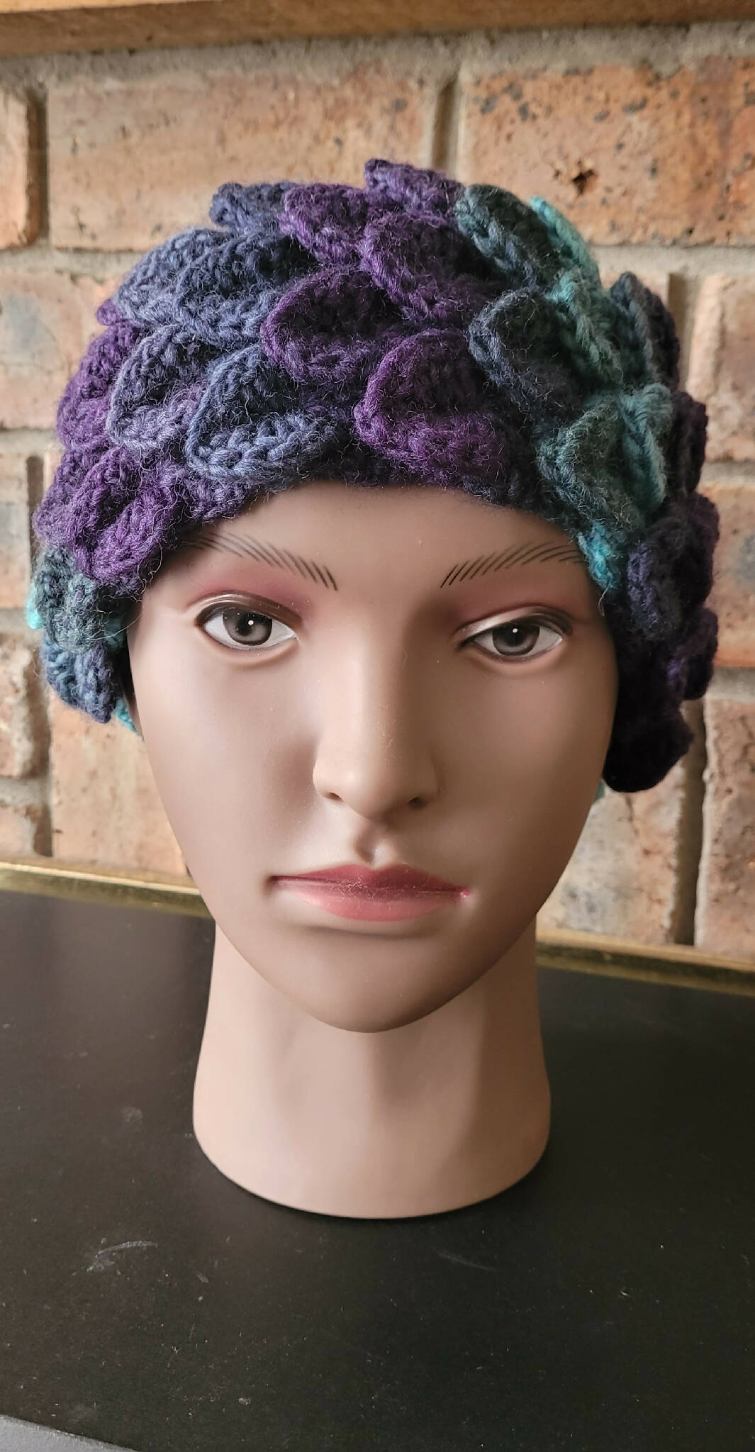 Handmade crochet headband dragon scale