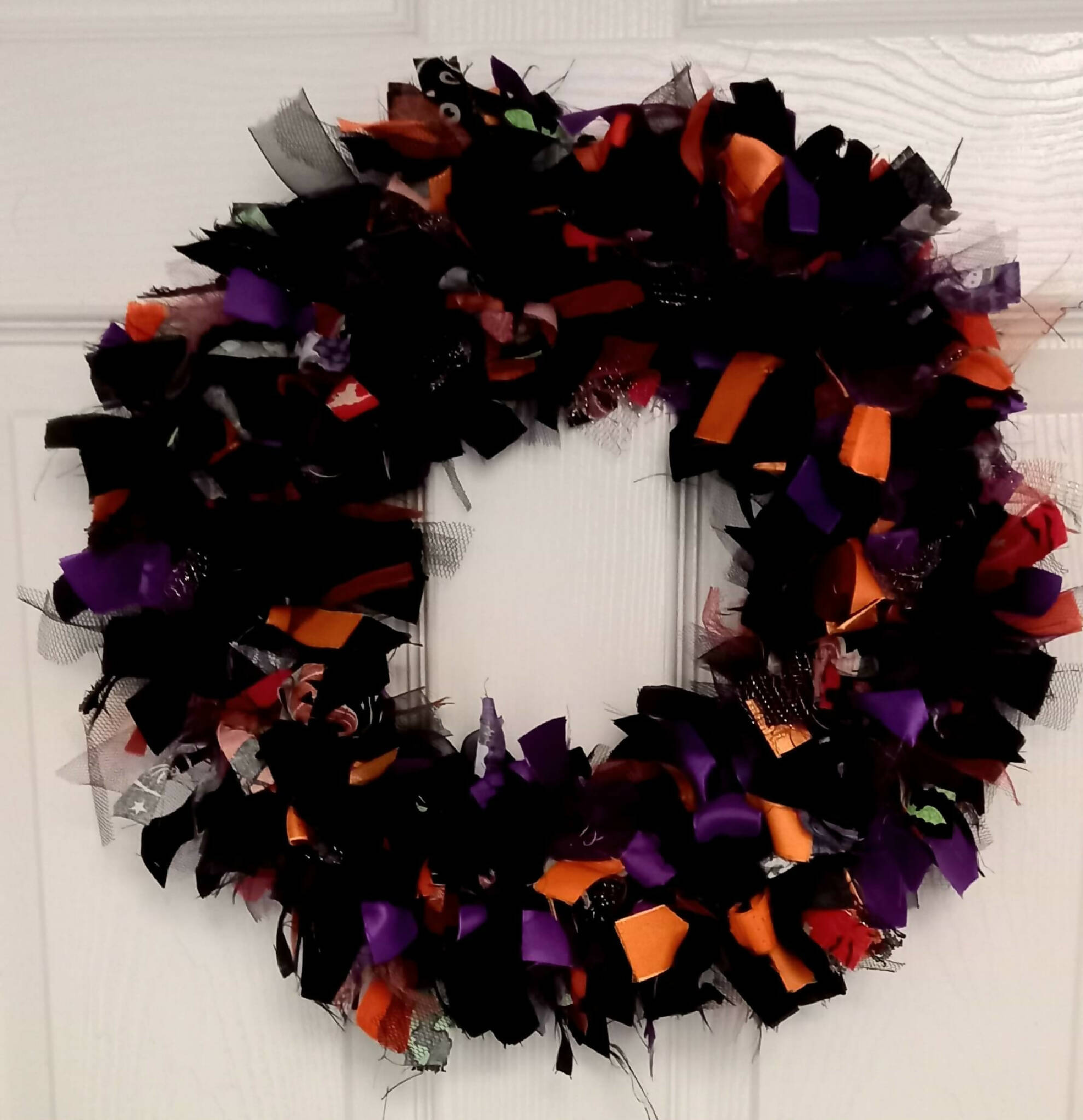 Orange and Purple Halloween Rag Wreath
