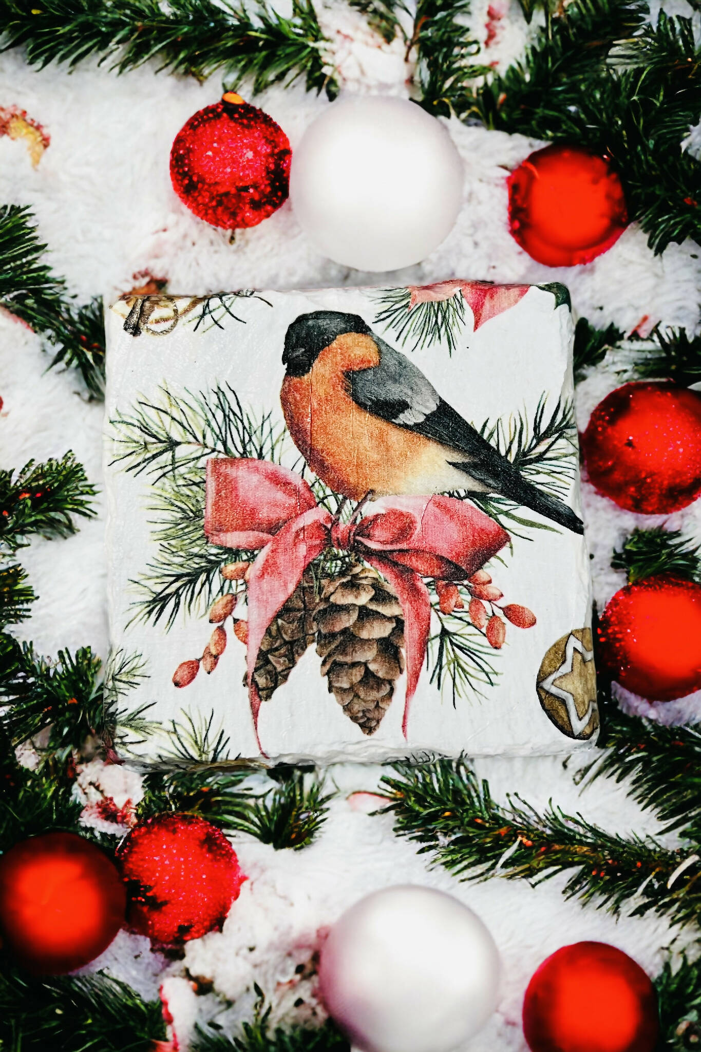 Bullfinch Christmas coasters