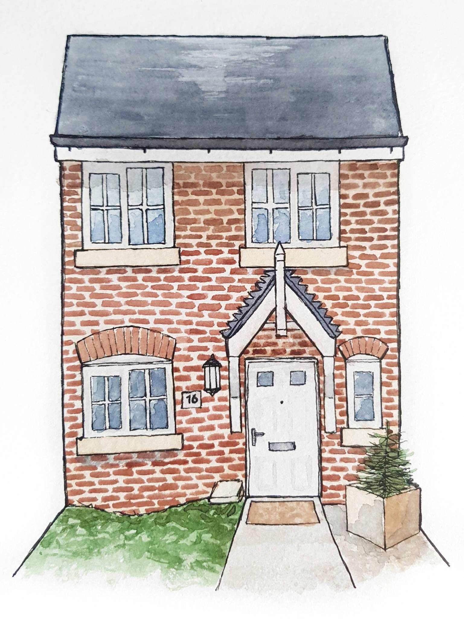 Custom hand-painted watercolour original, prints, or cards of your house, A5, A4 prints