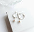 Silver white pearl hoop earrings