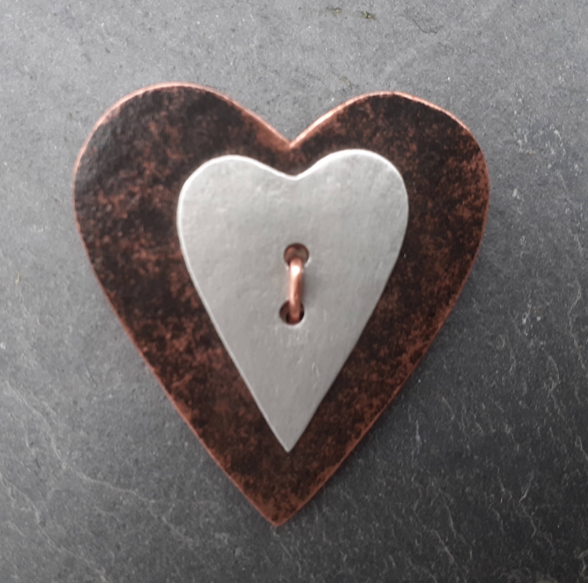 Heart Brooch in Patinated Copper