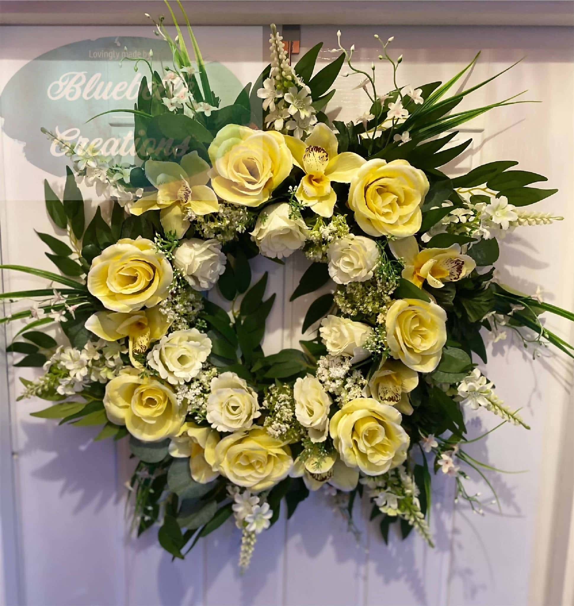 Roses and orchids spring wreath