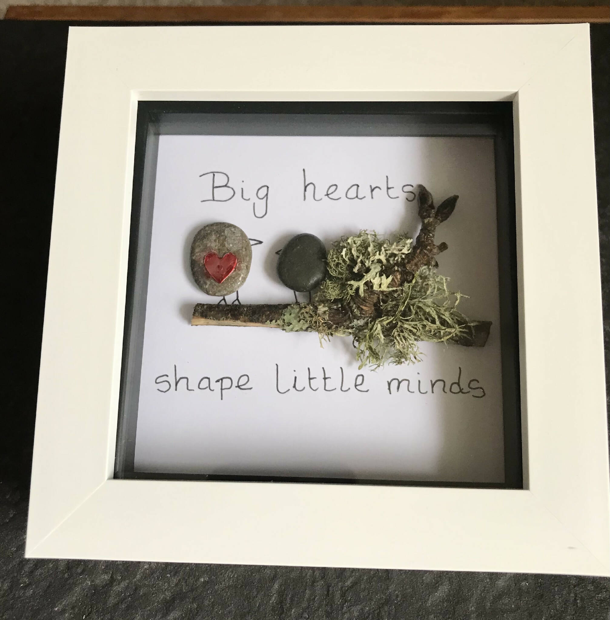 Big hearts shape little minds pebble art
