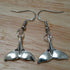 Handmade earrings with silver coloured whale fluke charms 2