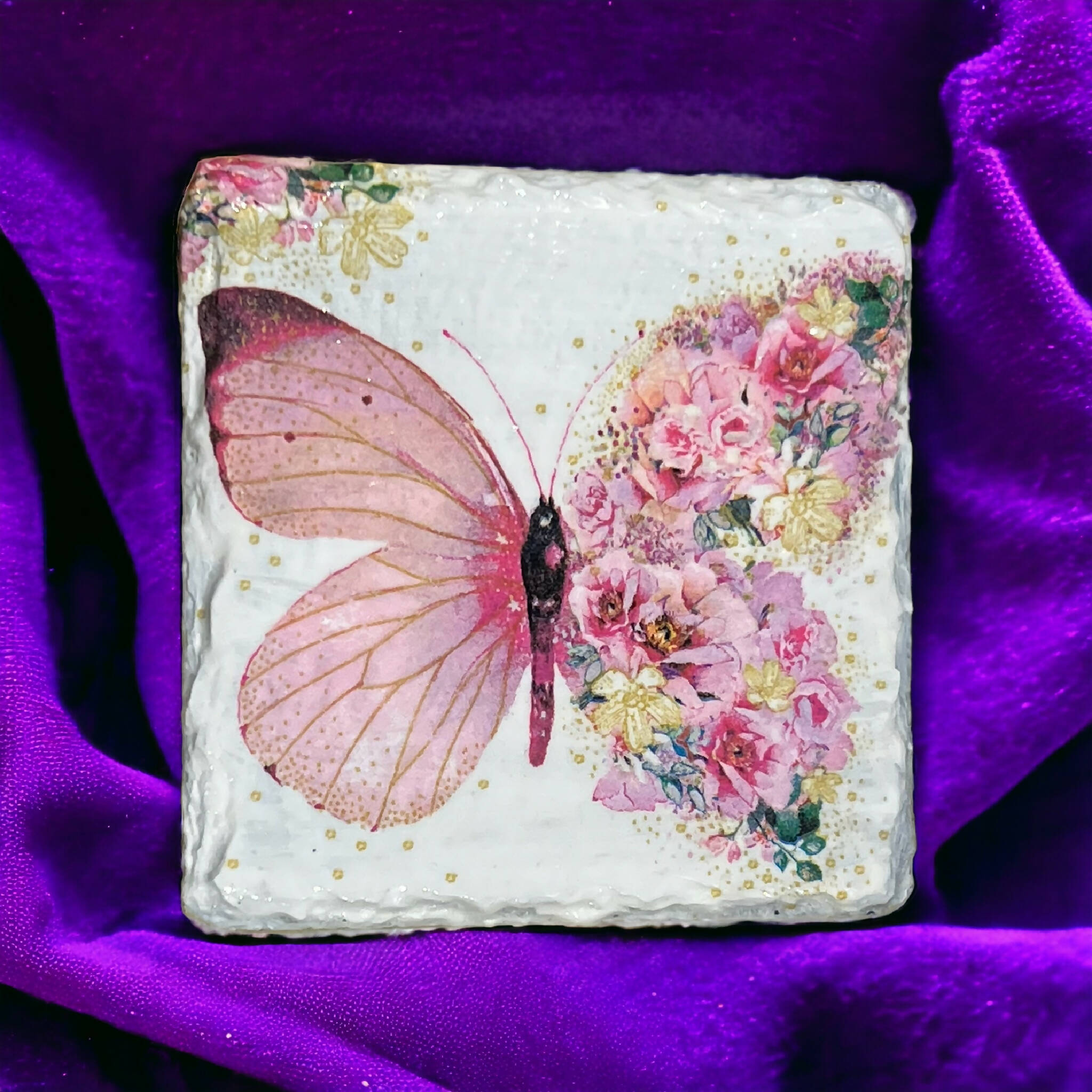 Floral butterfly slate coasters, drink coasters, stocking filler,