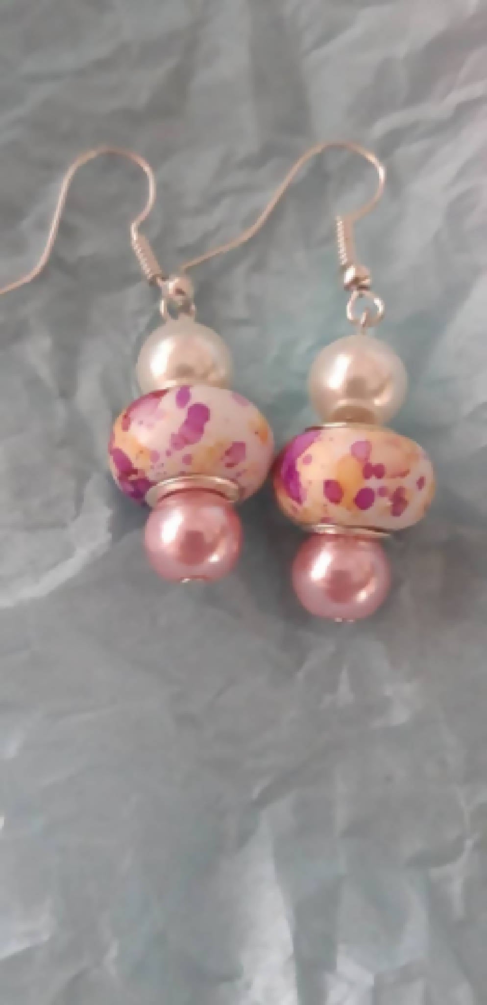 Pink floral earrings