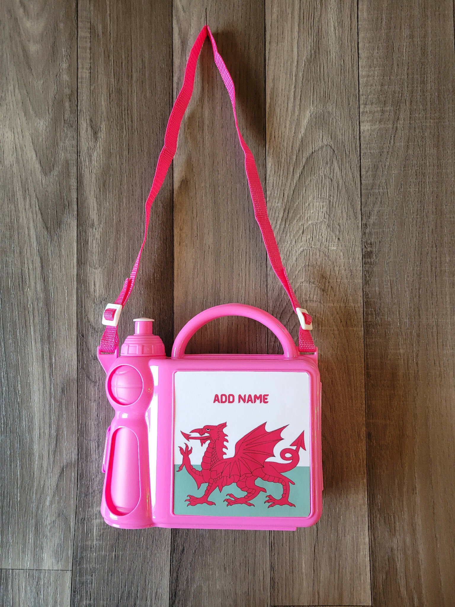 Children's Pink or Blue Personalised Welsh Dragon Lunchbox