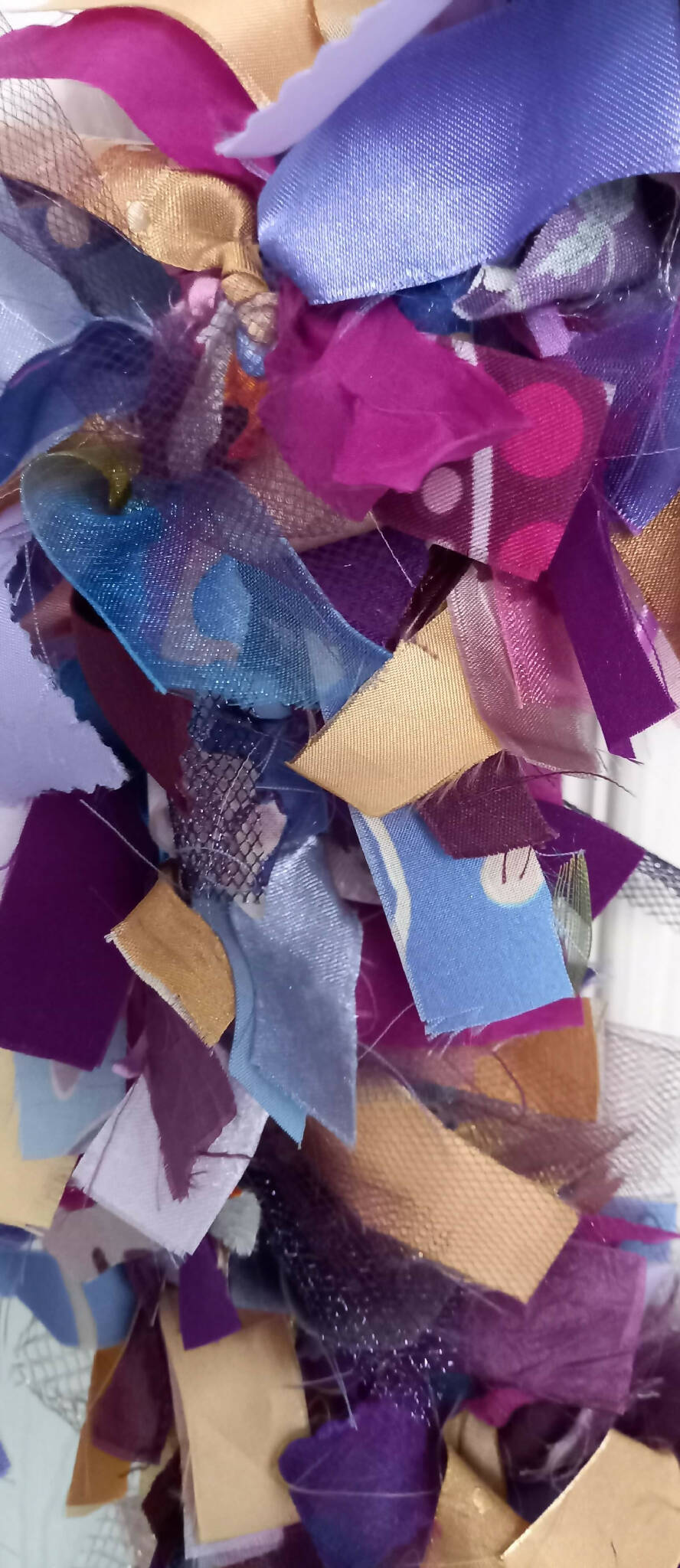 Rag Wreath in Purple Lilac and Gold