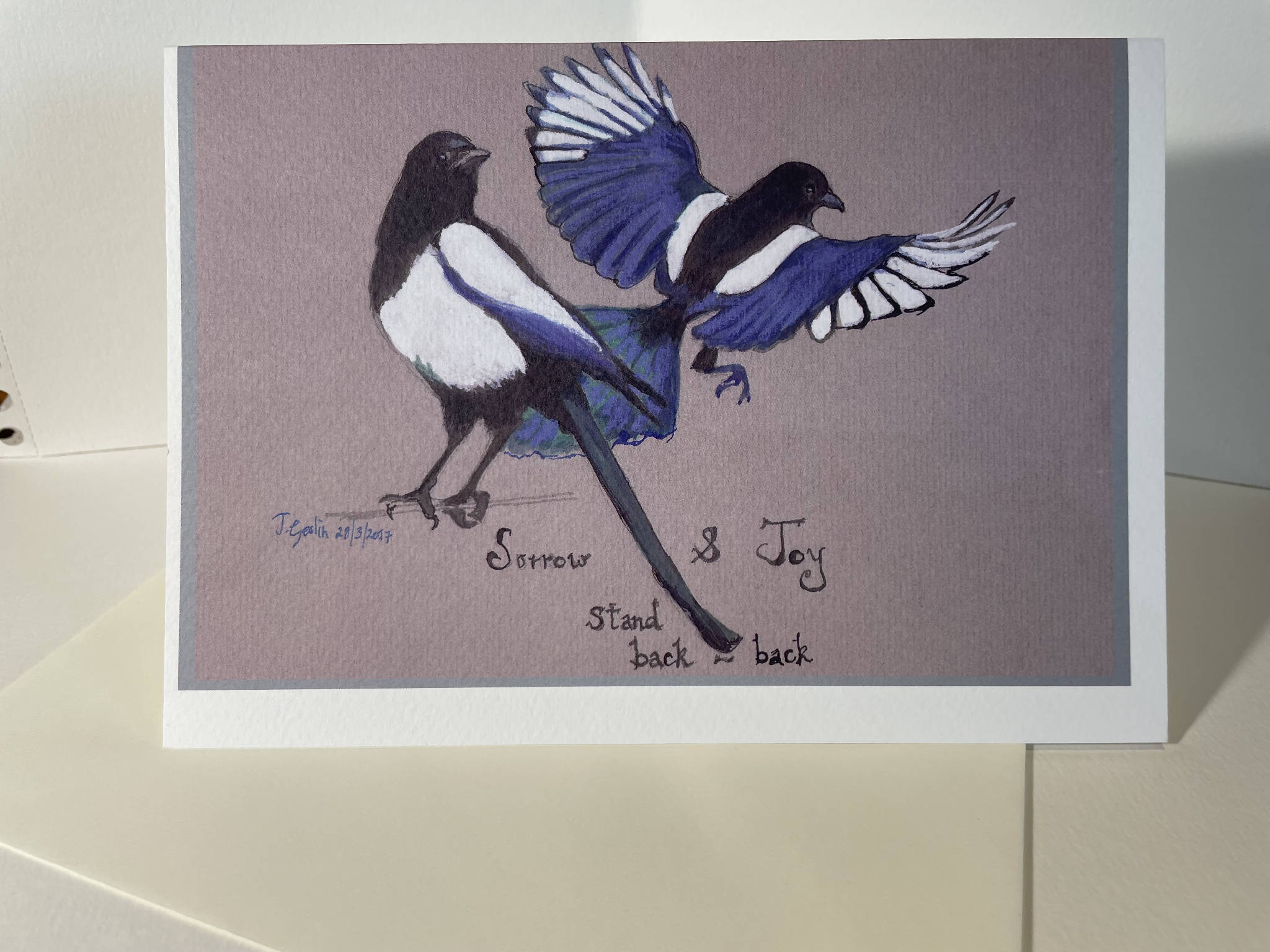 The Two Magpies A5 Greeting Card