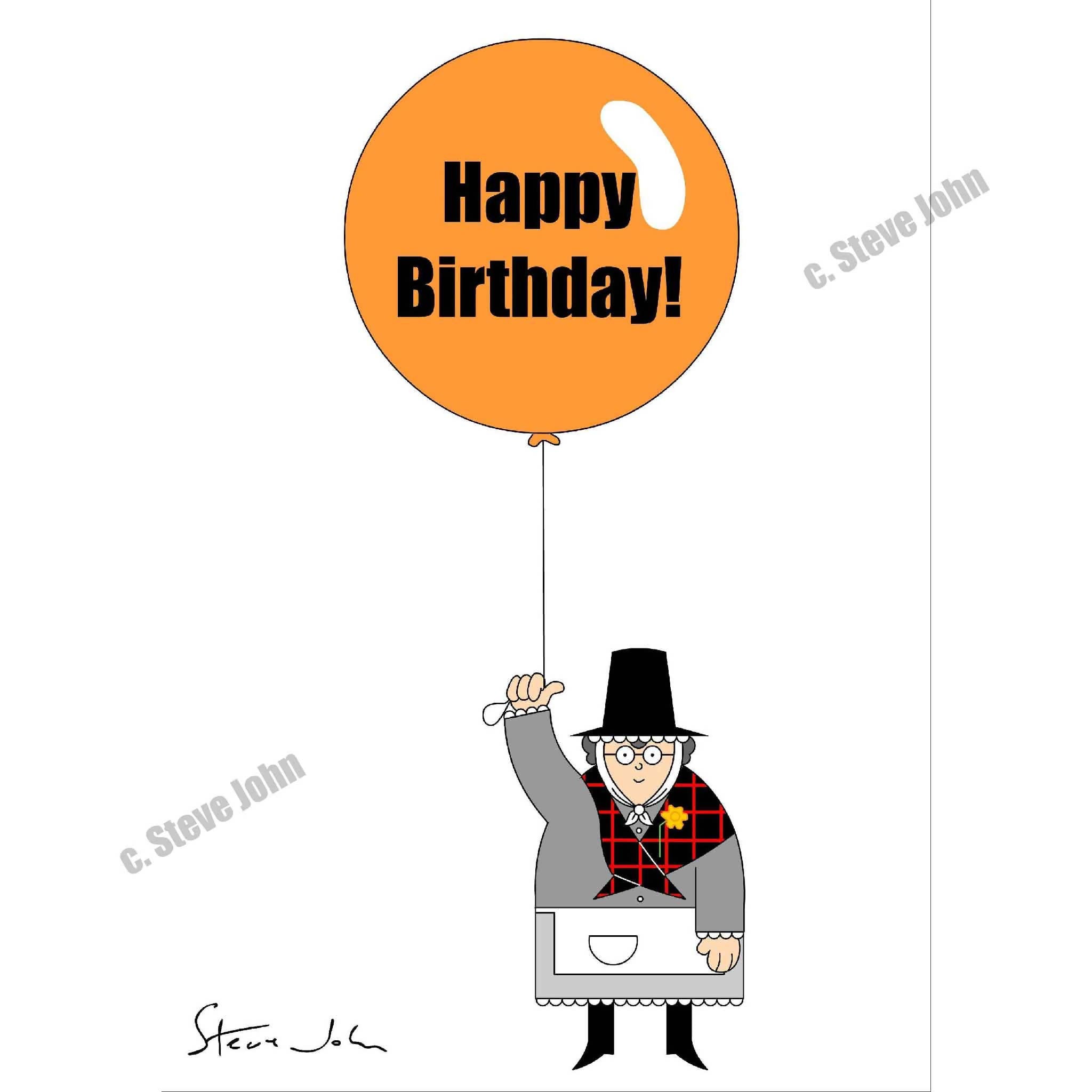 WELSH LADY WITH BALLOON CARD
