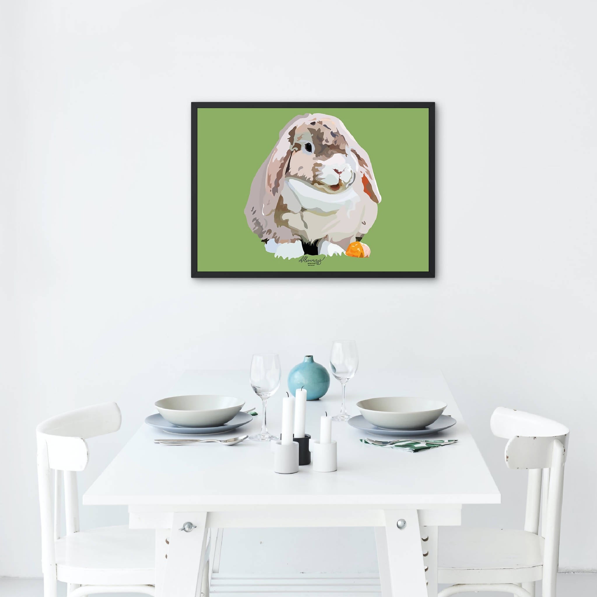 Bunny Rabbit Print | Digital Art Poster| Christmas Gift Idea
