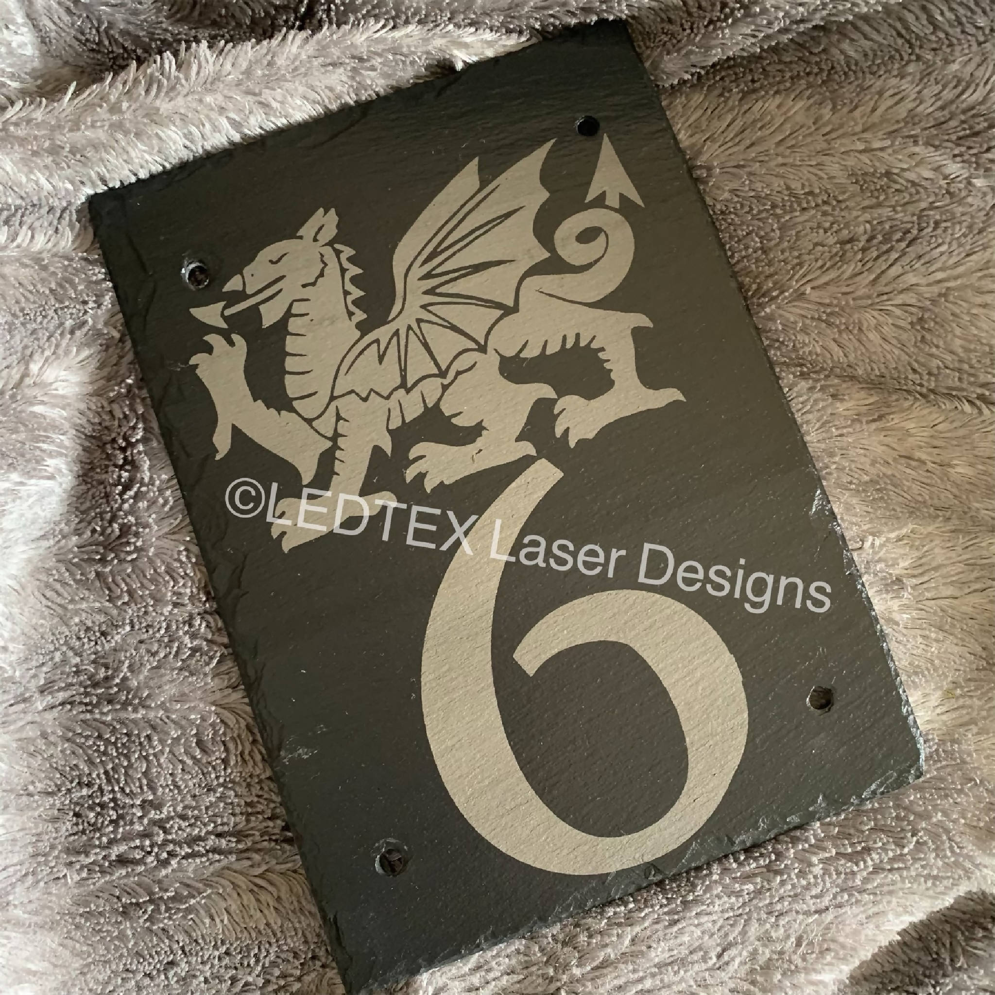 25x18cm Welsh Dragon slate house sign