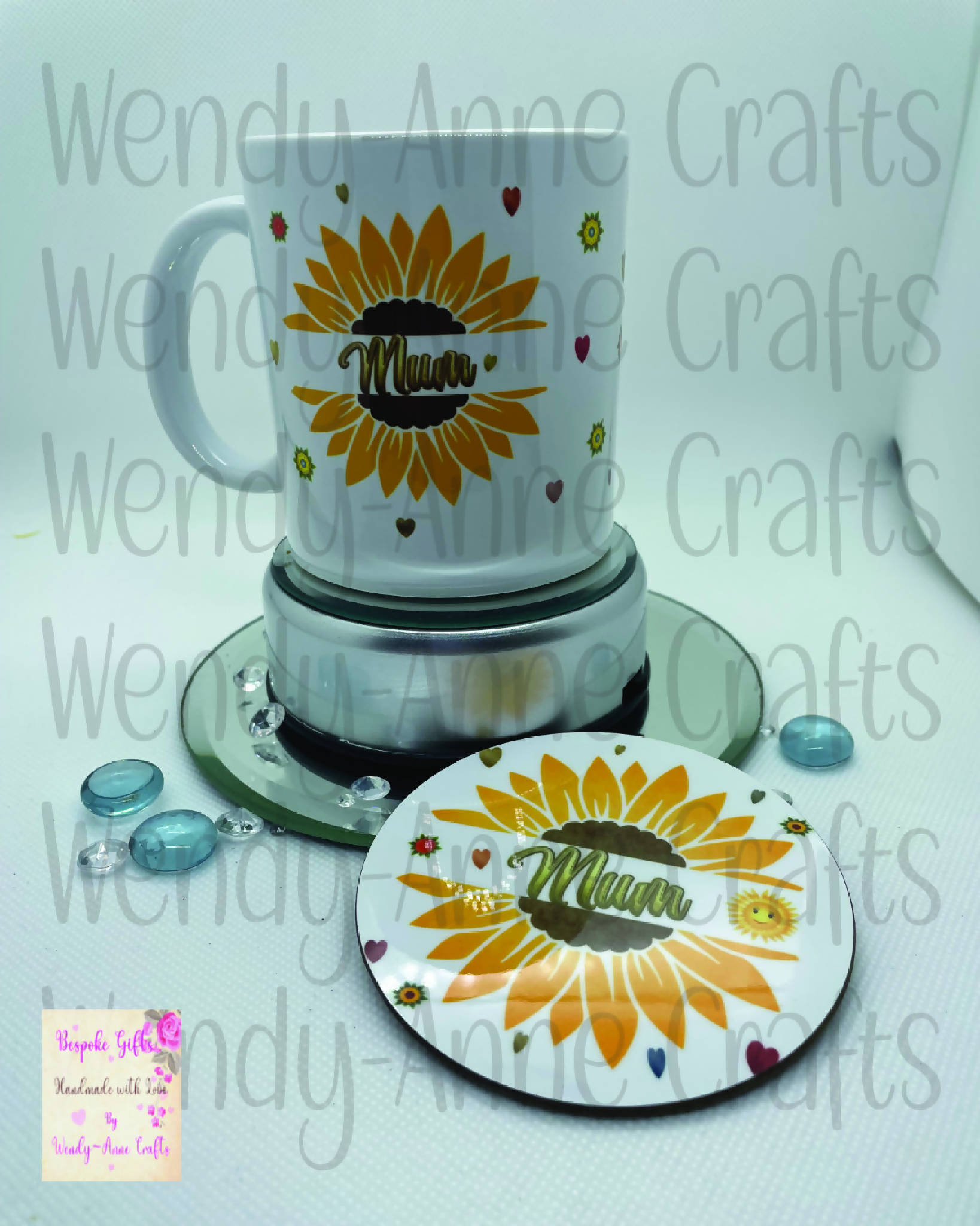 Mum sunflower mug & coaster gift set