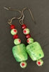 Green and Red Drop Earrings