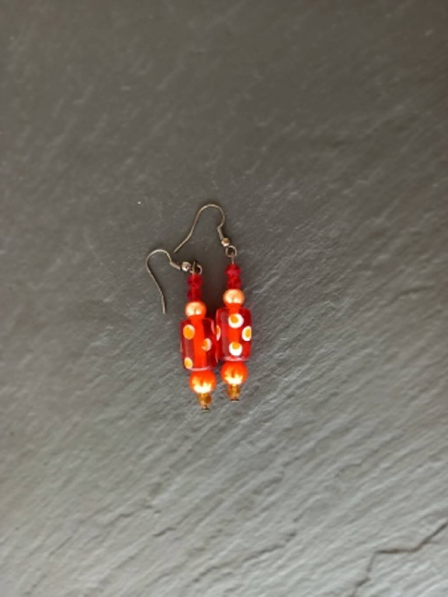 Orange Spot Beaded Earrings